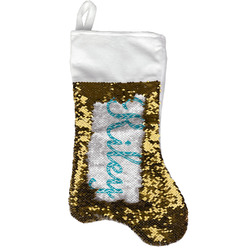 Geometric Diamond Reversible Sequin Stocking - Gold (Personalized)