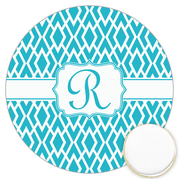 Custom Geometric Diamond Printed Cookie Topper - 3.25" (Personalized)