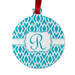 Geometric Diamond Metal Ball Ornament - Double Sided w/ Initial