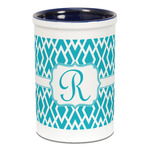 Geometric Diamond Ceramic Pencil Holders - Blue