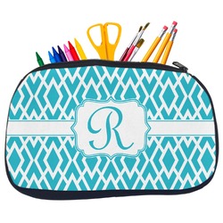 Geometric Diamond Neoprene Pencil Case - Medium w/ Initial