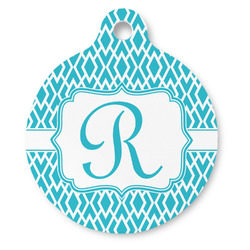 Geometric Diamond Round Pet ID Tag - Large (Personalized)