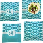 Geometric Diamond Set of 4 Glass Square Lunch / Dinner Plate 9.5" (Personalized)