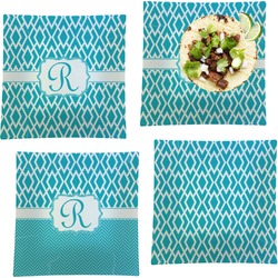 Geometric Diamond Set of 4 Glass Square Lunch / Dinner Plate 9.5" (Personalized)