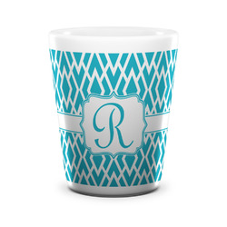 Geometric Diamond Ceramic Shot Glass - 1.5 oz - White - Single (Personalized)