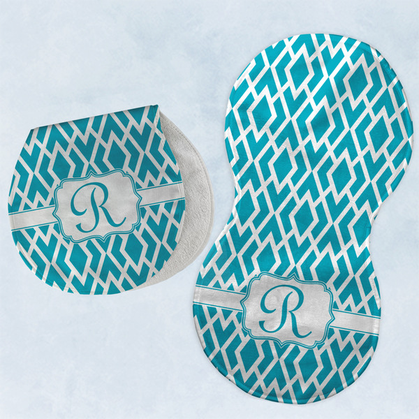 Custom Geometric Diamond Burp Pads - Velour - Set of 2 w/ Initial