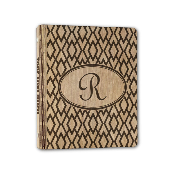 Custom Geometric Diamond Wood 3-Ring Binder - 1" Half-Letter Size (Personalized)