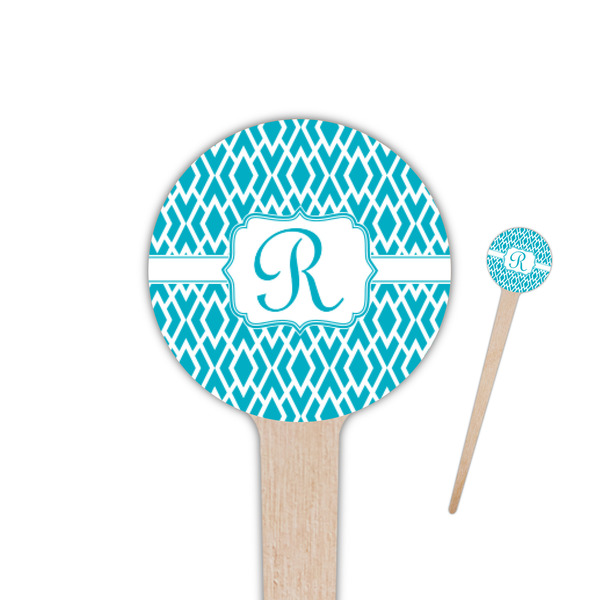 Custom Geometric Diamond 4" Round Wooden Food Picks - Double Sided (Personalized)