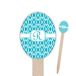 Geometric Diamond Oval Wooden Food Picks - Single Sided (Personalized)