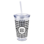 Houndstooth 16oz Double Wall Acrylic Tumbler with Lid & Straw - Full Print (Personalized)