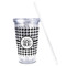 Houndstooth Acrylic Tumbler - Full Print - Front straw out