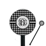 Houndstooth 5.5" Round Plastic Stir Sticks - Black - Double Sided (Personalized)