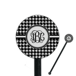 Houndstooth 5.5" Round Plastic Stir Sticks - Black - Single Sided (Personalized)