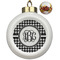 Houndstooth Ceramic Christmas Ornament - Poinsettias (Front View)