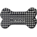 Houndstooth Ceramic Dog Ornament - Front & Back w/ Monogram