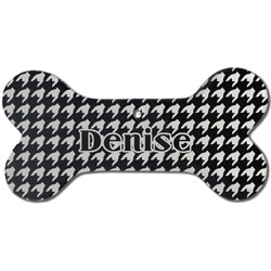 Houndstooth Ceramic Dog Ornament - Front w/ Monogram