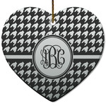 Houndstooth Heart Ceramic Ornament w/ Monogram