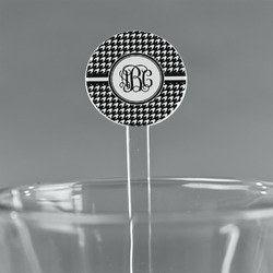 Houndstooth 7" Round Plastic Stir Sticks - Clear (Personalized)