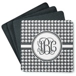 Houndstooth Square Rubber Backed Coasters - Set of 4 (Personalized)