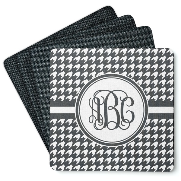 Custom Houndstooth Square Rubber Backed Coasters - Set of 4 (Personalized)