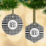 Houndstooth Flat Glass Ornament w/ Monogram