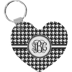 Houndstooth Heart Plastic Keychain w/ Monogram