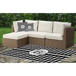 Houndstooth Indoor / Outdoor Rug - Custom Size w/ Monogram