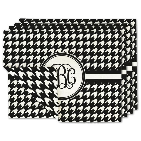Custom Houndstooth Double-Sided Linen Placemat - Set of 4 w/ Monogram