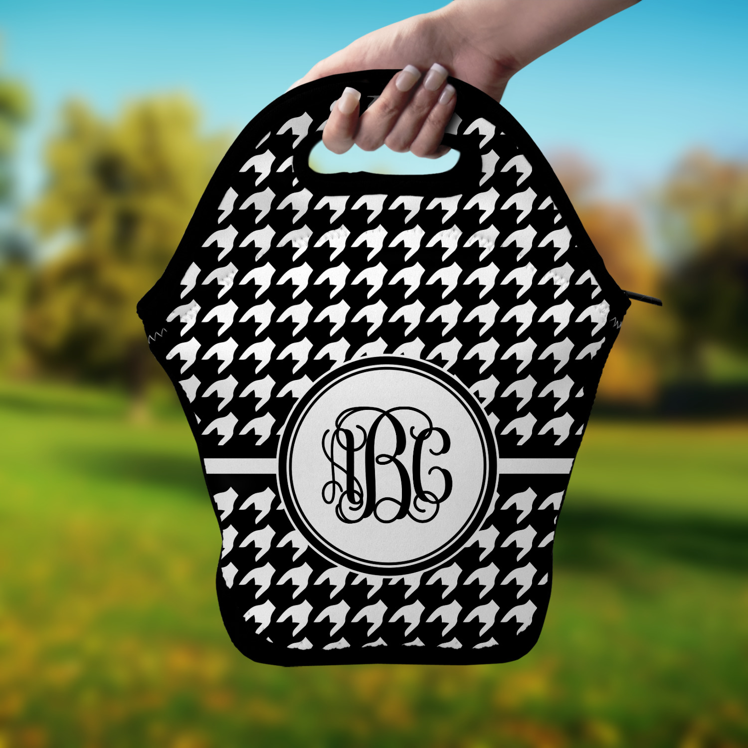 Custom Houndstooth Lunch Bag w Monogram YouCustomizeIt