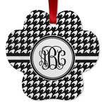 Houndstooth Metal Paw Ornament - Double Sided w/ Monogram