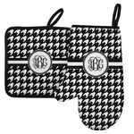 Houndstooth Left Oven Mitt & Pot Holder Set w/ Monogram