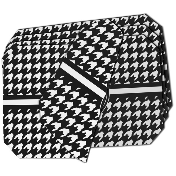 Custom Houndstooth Dining Table Mat - Octagon - Set of 4 (Double-SIded) w/ Monogram