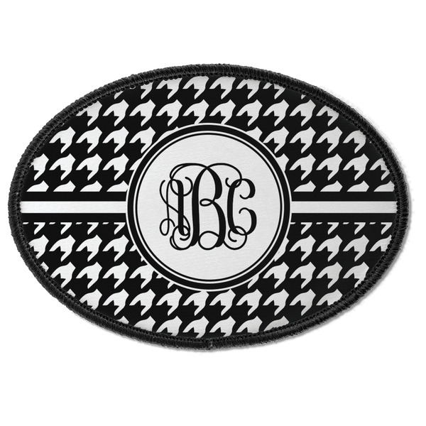 Custom Houndstooth Iron On Oval Patch w/ Monogram