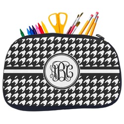 Houndstooth Neoprene Pencil Case - Medium w/ Monogram