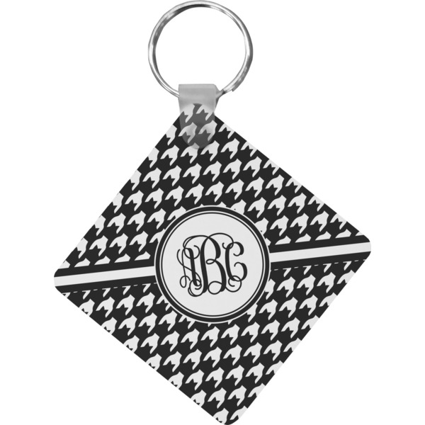 Custom Houndstooth Diamond Plastic Keychain w/ Monogram