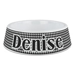 Houndstooth Plastic Dog Bowl - Large (Personalized)