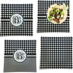 Houndstooth Set of 4 Glass Square Lunch / Dinner Plate 9.5" (Personalized)