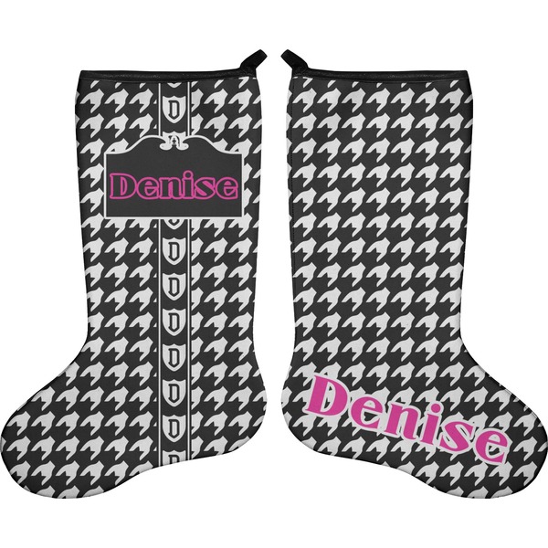 Custom Houndstooth Holiday Stocking - Double-Sided - Neoprene (Personalized)