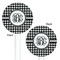 Houndstooth White Plastic 5.5" Stir Stick - Double Sided - Round - Front & Back