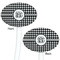 Houndstooth White Plastic 7" Stir Stick - Double Sided - Oval - Front & Back