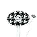 Houndstooth 7" Oval Plastic Stir Sticks - White - Single Sided (Personalized)