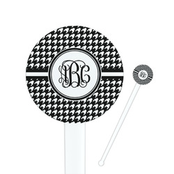 Houndstooth 7" Round Plastic Stir Sticks - White - Double Sided (Personalized)