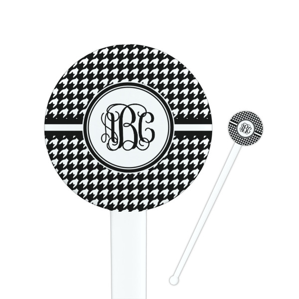 Custom Houndstooth 7" Round Plastic Stir Sticks - White - Single Sided (Personalized)