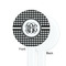 Houndstooth White Plastic 7" Stir Stick - Single Sided - Round - Front & Back