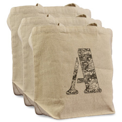 Camo Reusable Cotton Grocery Bags - Set of 3 (Personalized)