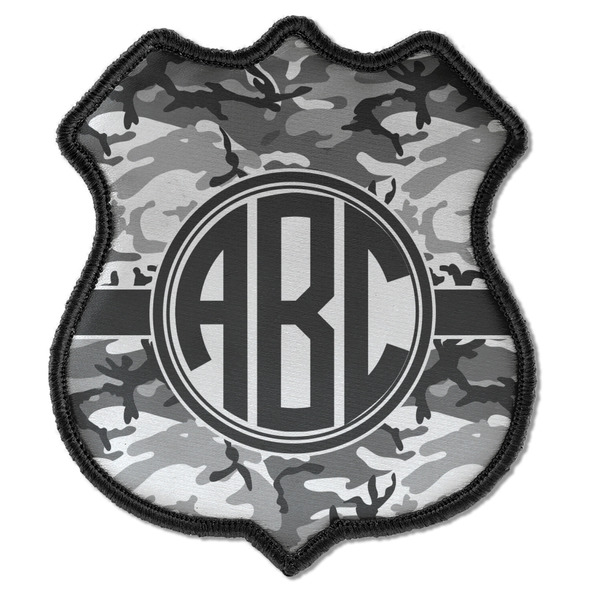 Custom Camo Iron On Shield Patch C w/ Monogram