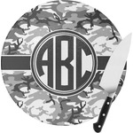 Camo Round Glass Cutting Board - Small (Personalized)