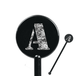 Camo 5.5" Round Plastic Stir Sticks - Black - Double Sided (Personalized)