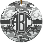 Camo Round Ceramic Ornament w/ Monogram