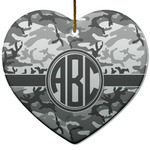 Camo Heart Ceramic Ornament w/ Monogram